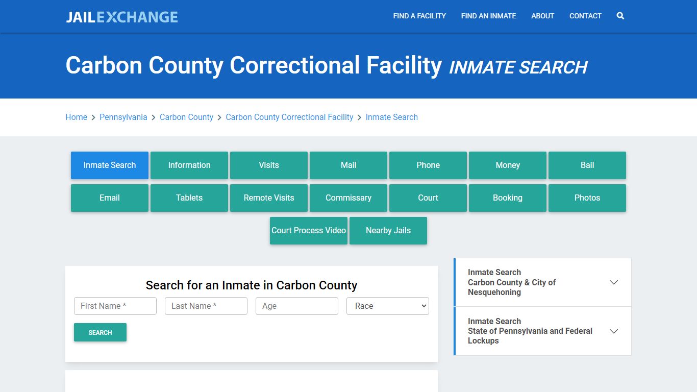 Carbon County Correctional Facility Inmate Search - Jail Exchange