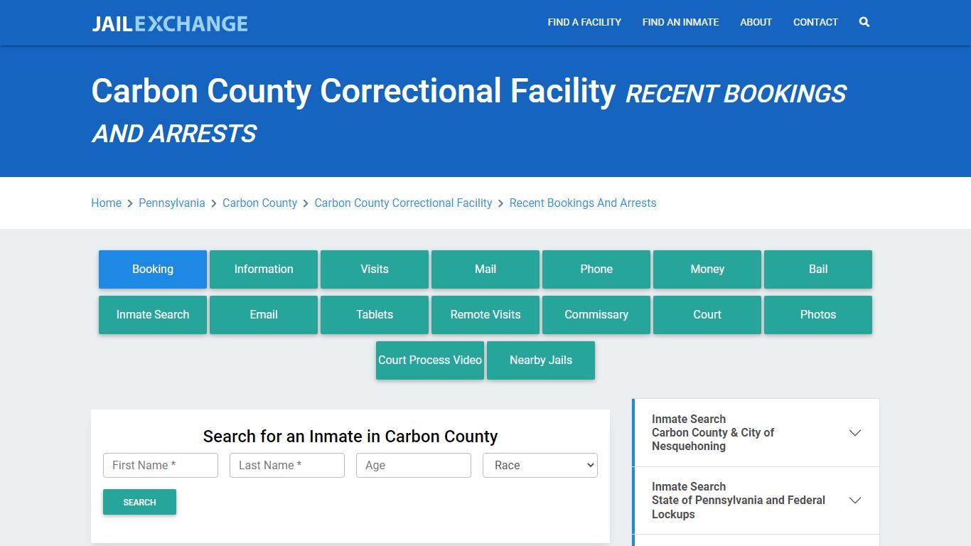 Carbon County Correctional Facility PA Recent Arrests and Bookings